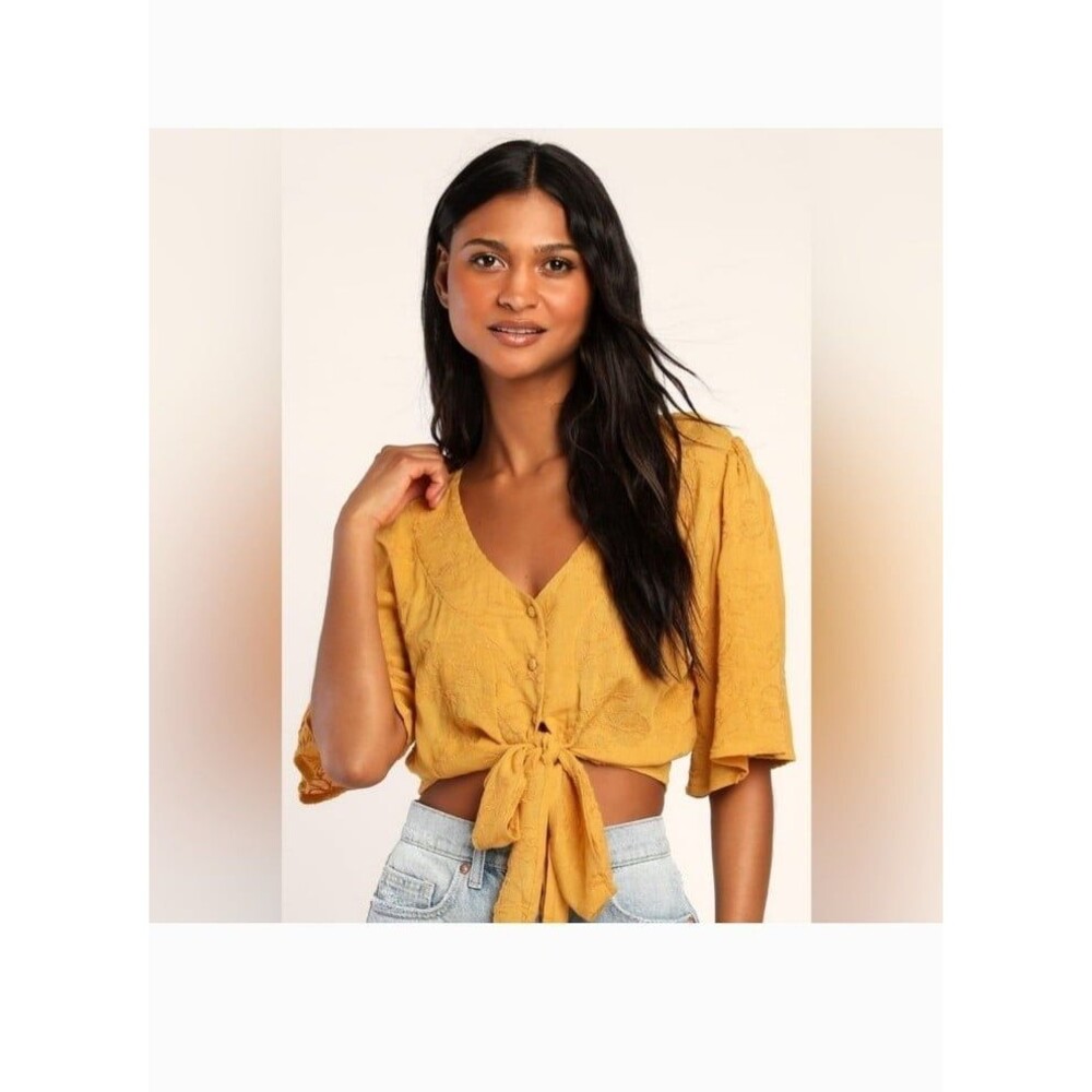 Lulu's Mustard Yellow Crop Top